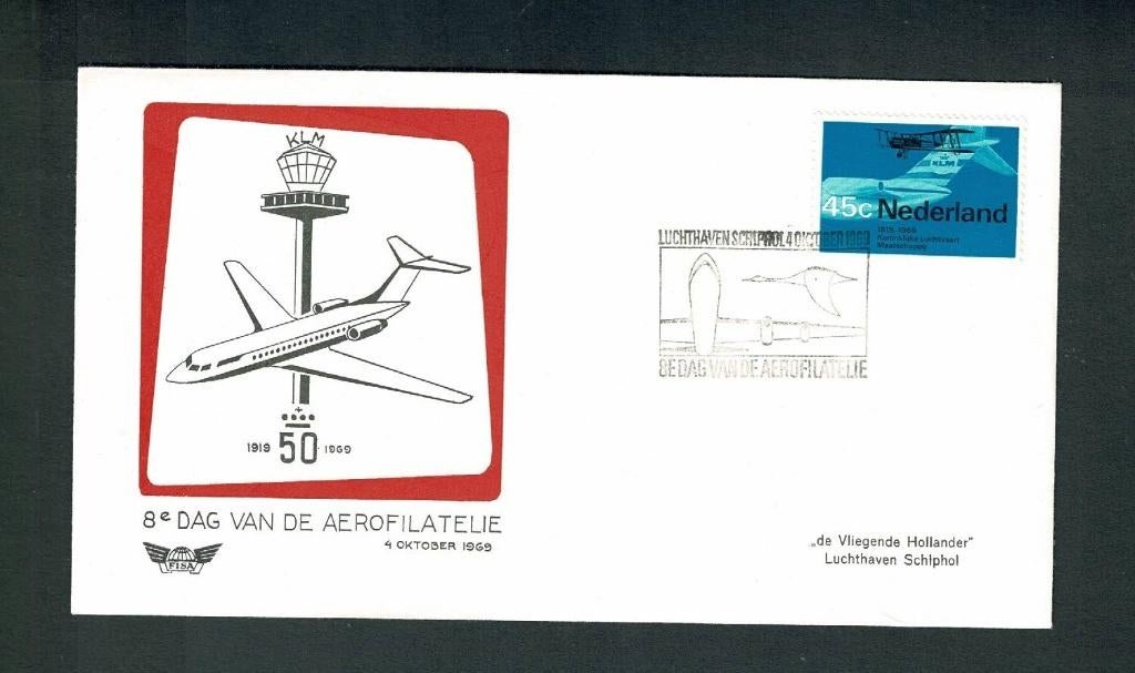 Luchthaven Schiphol - 8e dag van de aerofilatelie - 4.10.69, Verzenden, Gebruikt, Kaart, Foto of Prent