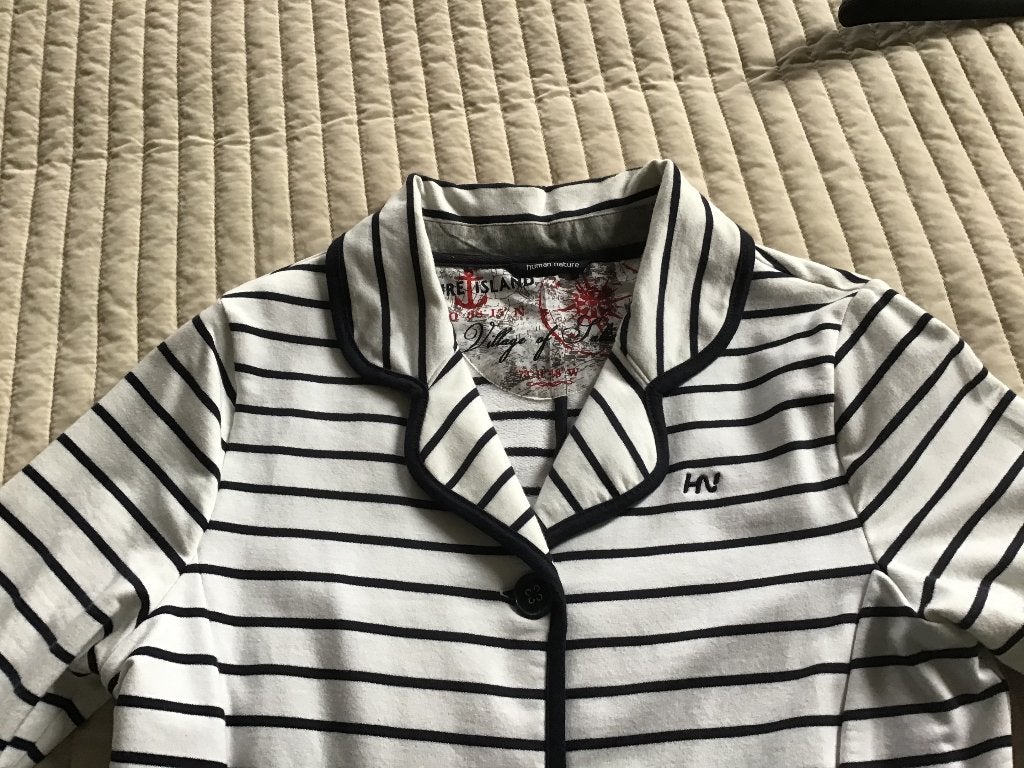 HN blazer/ jasje wit met blauwe streepjes maat M, Maat 38/40 (M), Wit, Ophalen of Verzenden, Zo goed als nieuw