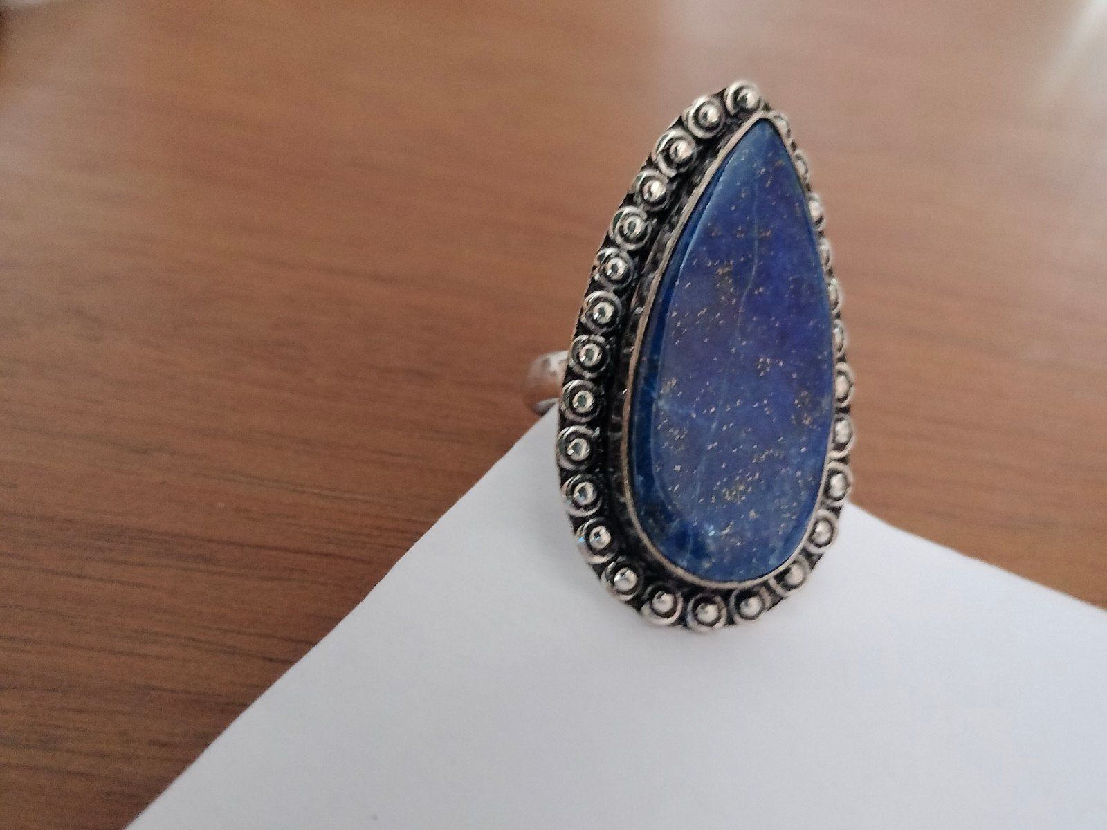 Zilveren ring met lapis lazuli maat 18, 18 tot 19, Nieuw, Met edelsteen, Dame