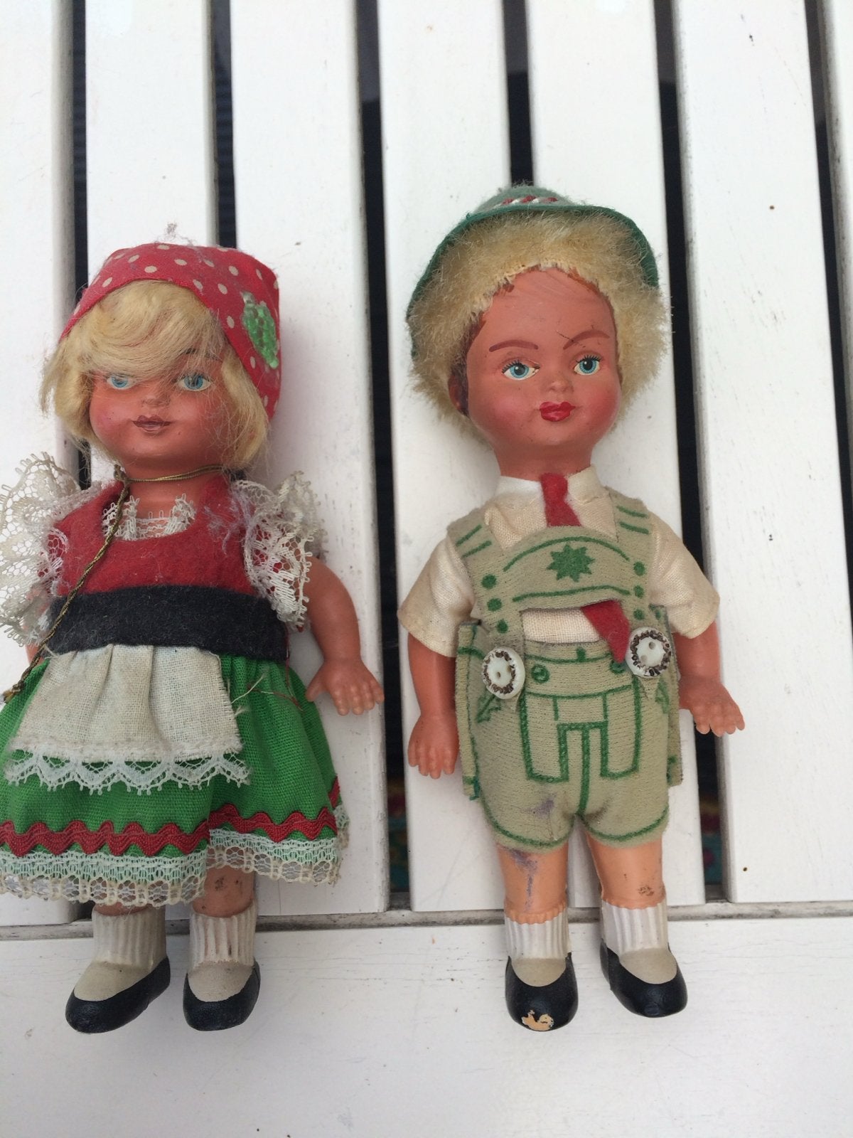 Retro Tiroler poppen: meisje en jongen in klederdracht, Verzamelen, Poppen, Ophalen of Verzenden, Gebruikt, Pop