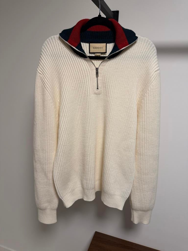 Gucci Wollen Trui met Webstreep maat L, Kleding | Heren, Truien en Vesten, Ophalen of Verzenden, Zo goed als nieuw, Overige maten