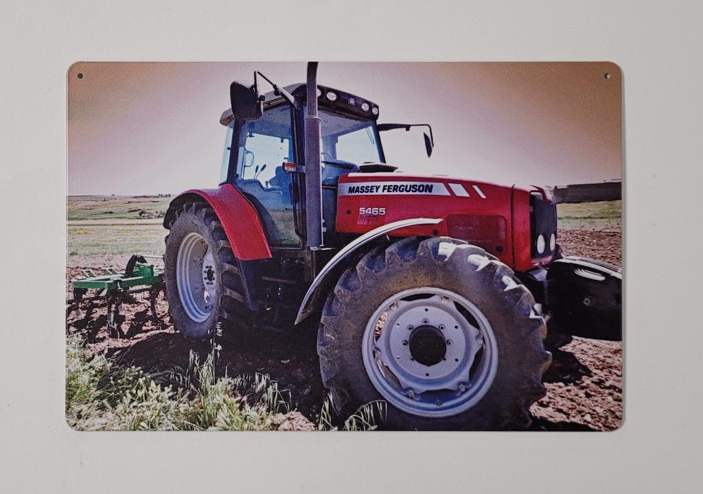 Massey Ferguson 5465 ploeg land reclamebord van metaal deco, Reclamebord, Info@deconoord.nl, Deco Noord, Nieuw