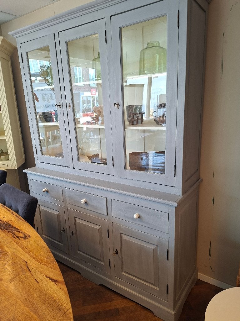 Grijze teakhouten buffetkast 157 cm, Huis en Inrichting, Kasten | Buffetkasten, Ophalen, Gebruikt, Met deur(en), 200 cm of meer
