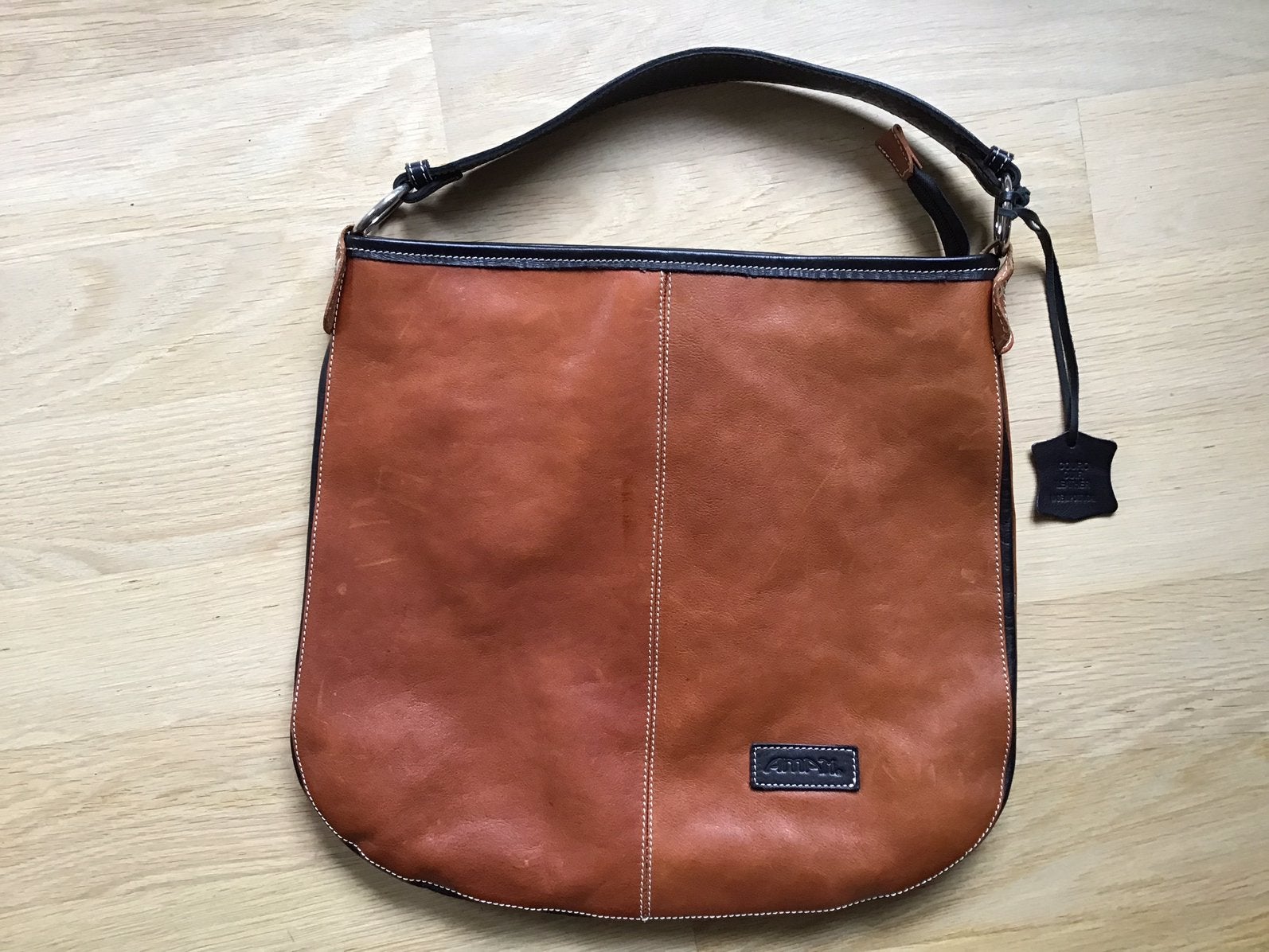 Grote leren cognac kleur tas.  Tote 38 cm. Bij 40 cm., Ophalen of Verzenden, Zo goed als nieuw, Bruin, Shopper