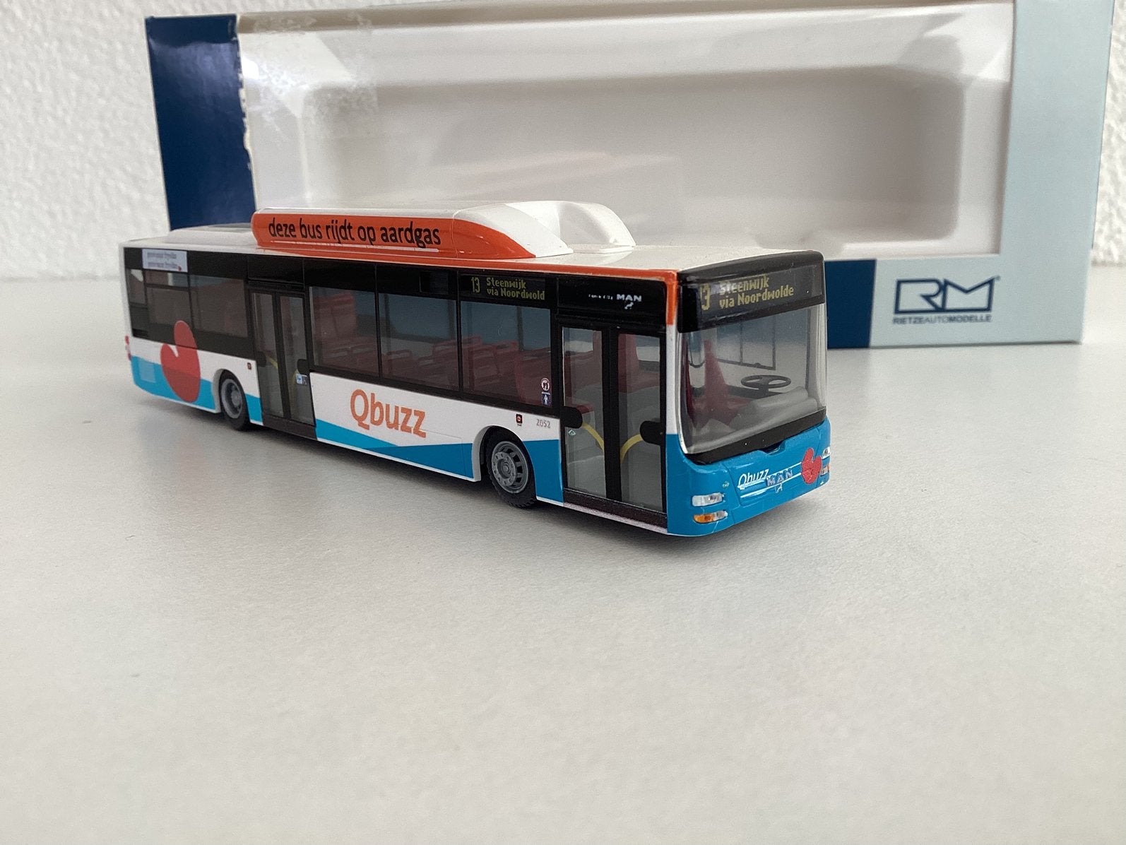 MAN Lions City CNG QBuzz Frl.(lijn 13 Steenwijk) 1:87 Rietze, Ophalen of Verzenden, Nieuw, Bus of Vrachtwagen, Rietze