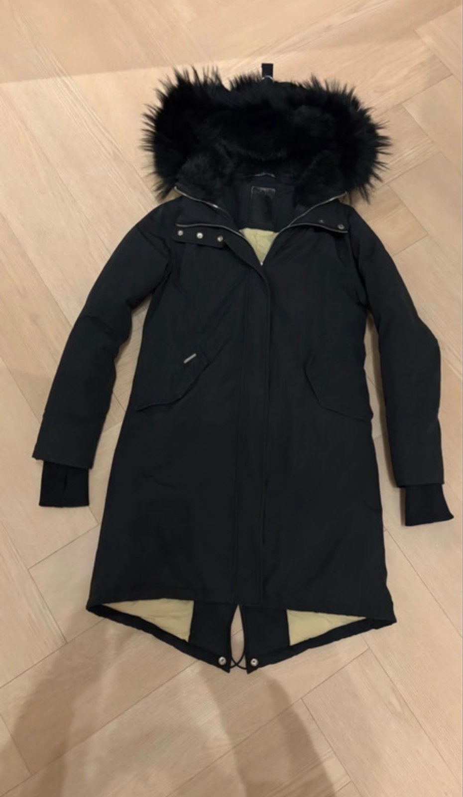 Airforce winterjas maat S met dubbele rits en afneembare cap, Ophalen of Verzenden, Gedragen, Maat 36 (S), Zwart