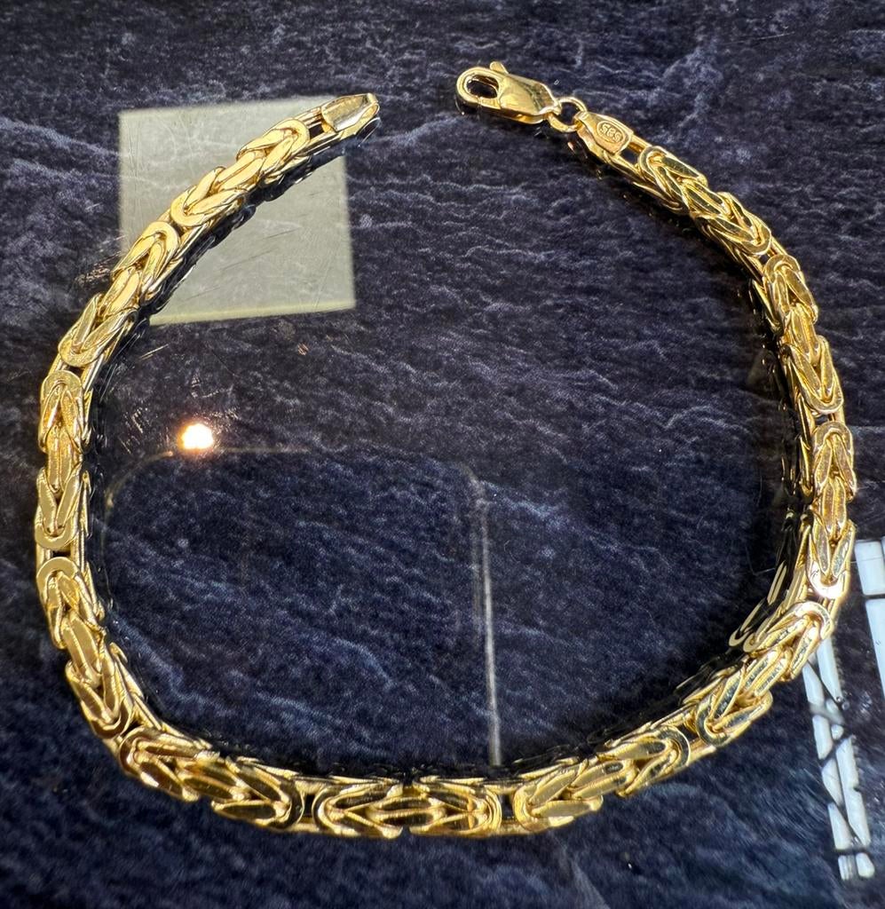 Prachtige 14 karaats gouden koningsarmband, Sieraden, Tassen en Uiterlijk, Armbanden, Ophalen of Verzenden, Nieuw, Goud