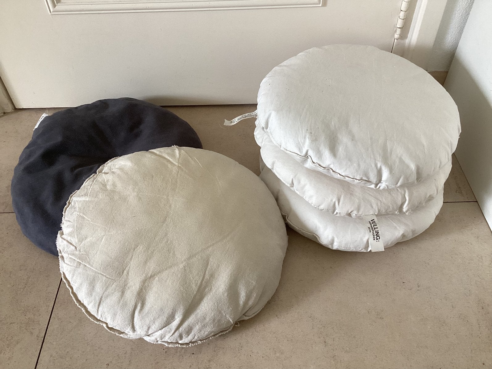 5 ronde binnenkussentjes (gebruikt), Gebruikt, Rond, Minder dan 50 cm, Ophalen of Verzenden