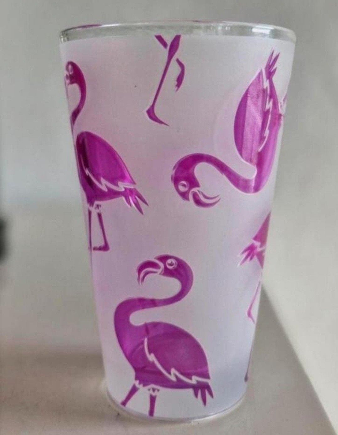 Glas Cerve met Flamingo's, Verzamelen, Glas en Borrelglaasjes, Ophalen of Verzenden, Zo goed als nieuw, Frisdrankglas