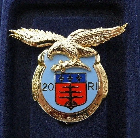 Franse militaire insigne, 20e Régiment d'Infanterie, Verzenden, Landmacht, Overige gebieden, Embleem of Badge