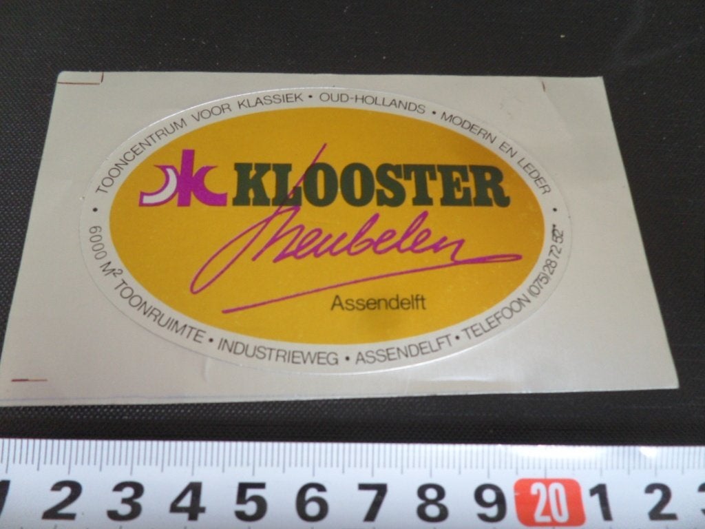 sticker assendelft KLOOSTER meubelen industrieweg, Ophalen of Verzenden, Zo goed als nieuw