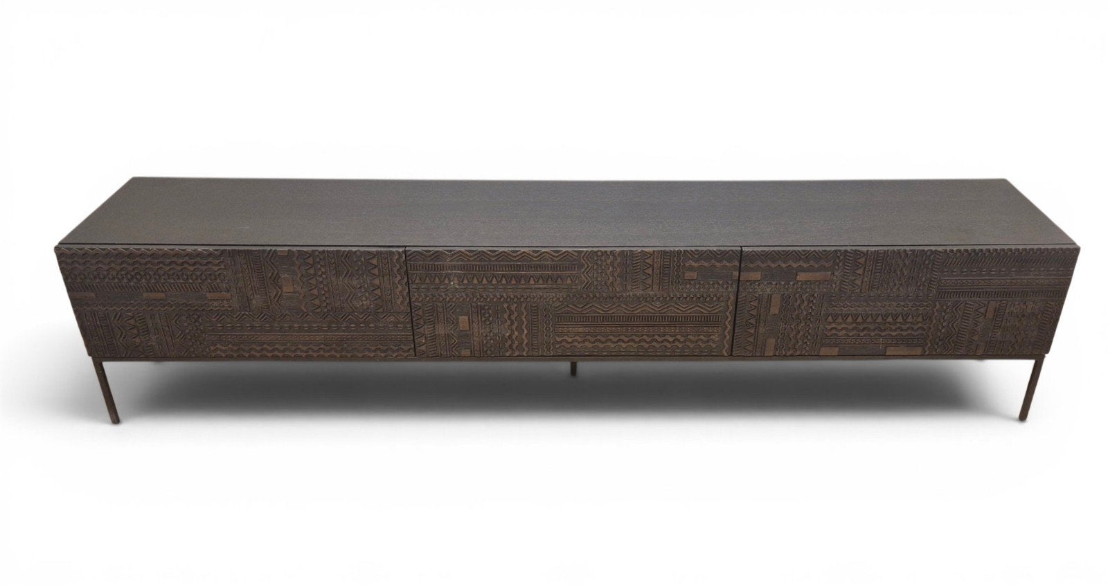 Ethnicraft Tabwa Zwart TV-meubel 240 cm, Ophalen, Gebruikt, Eikenhout, Ethnicraft