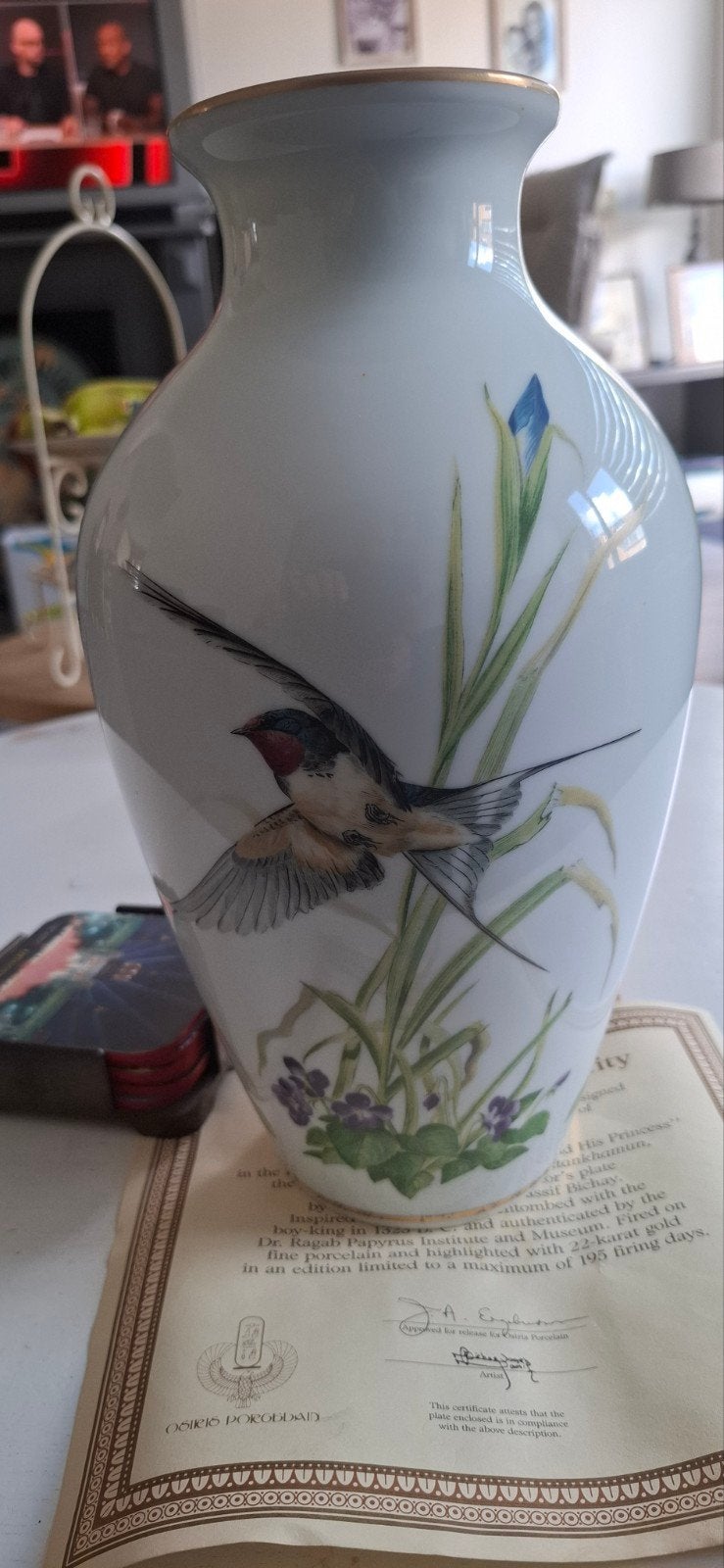 Franklin Porcelain "The Meadowland Bird Vase" Limited Edit, Antiek en Kunst, Ophalen of Verzenden