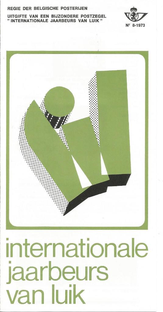 FDC 8/1973 Koksijde 13-05-73 Int. Jaarbeurs Luik 4,50Fr (NL), Postzegels en Munten, Met stempel, Ophalen of Verzenden, Gestempeld