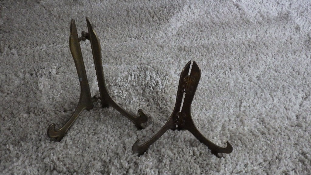 massief messing vintage bordenstandaards, Ophalen of Verzenden, Koper