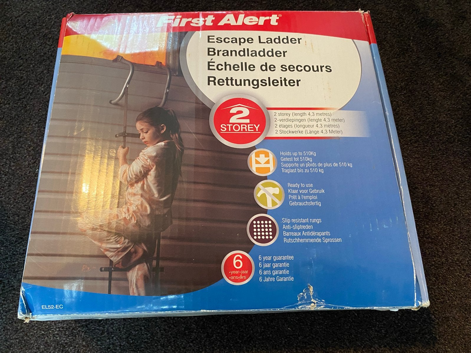 First Alert Brandladder - 2 Verdiepingen (4.3 meter), Doe-het-zelf en Verbouw, Nieuw, Ophalen of Verzenden, Ladder, Opvouwbaar of Inschuifbaar
