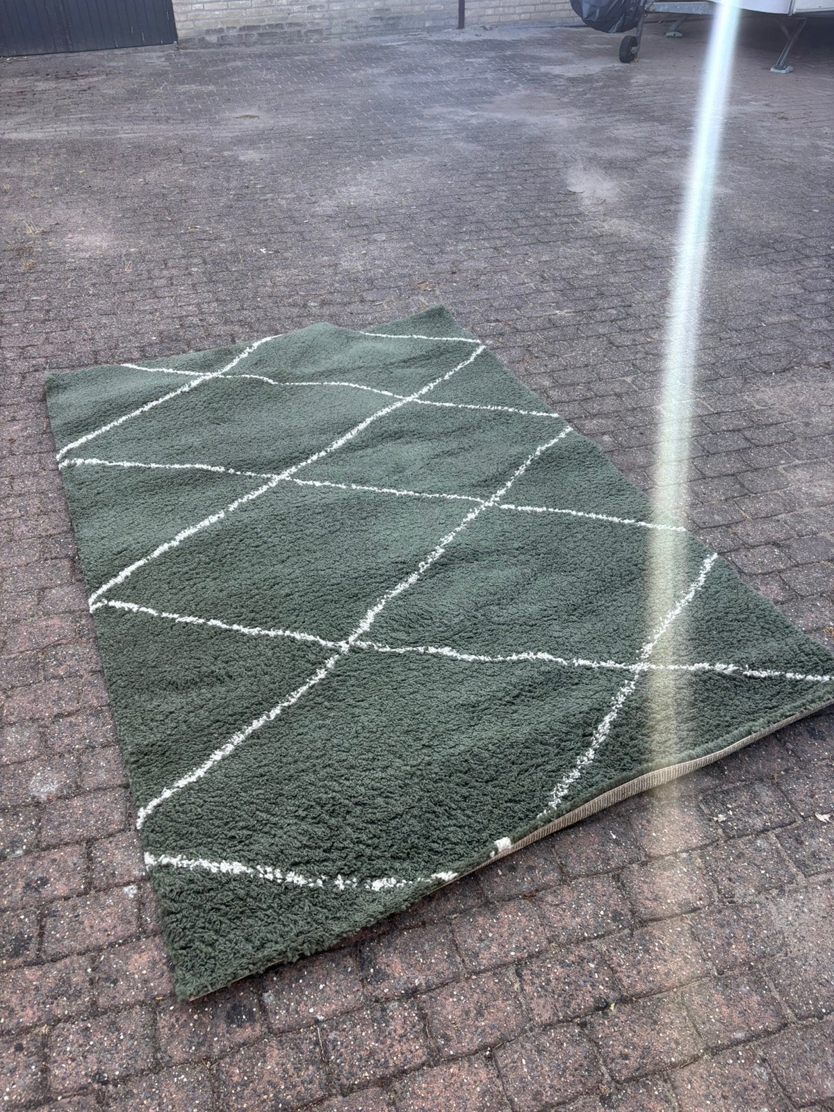 Vloerkleed groen, Ophalen, 200 cm of meer, Zo goed als nieuw, Rechthoekig