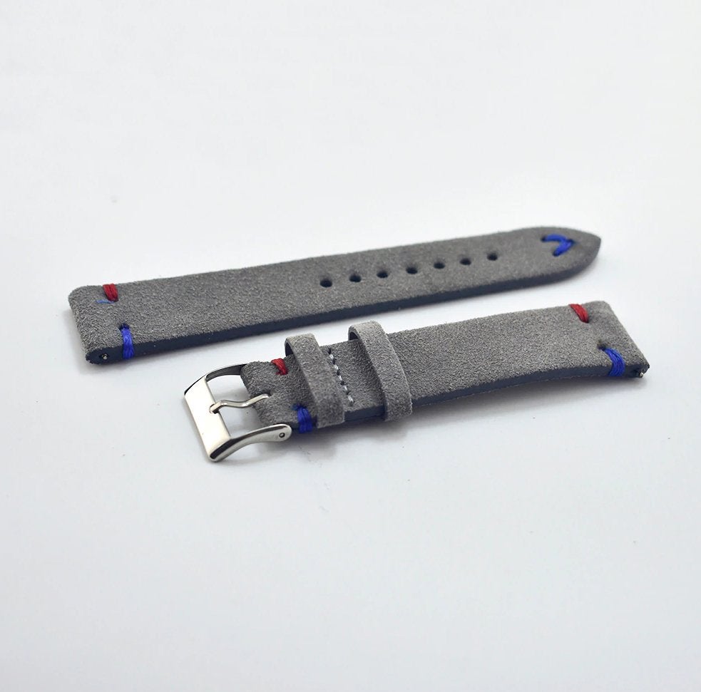 Grijze suede vintage horlogeband horloge band diverse maten, Verzenden, Nieuw