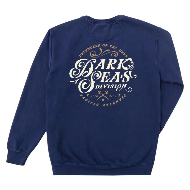 DARK SEAS CURRENCY PIGMENT CREWNECK NAVY LARGE, Maat 52/54 (L), Dark seas, Info@workingclassrebel.com, Blauw