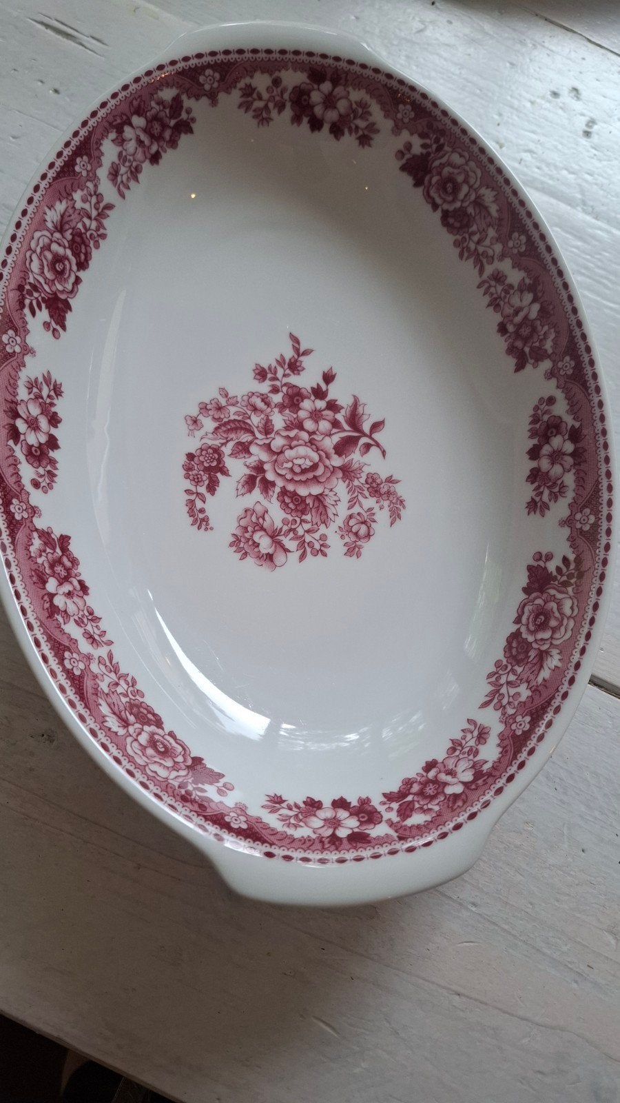 Mitterteich Bavaria Ovale Schaal Rood Bloemen Vintage, Overige merken, Vintage, Ophalen of Verzenden, Porselein