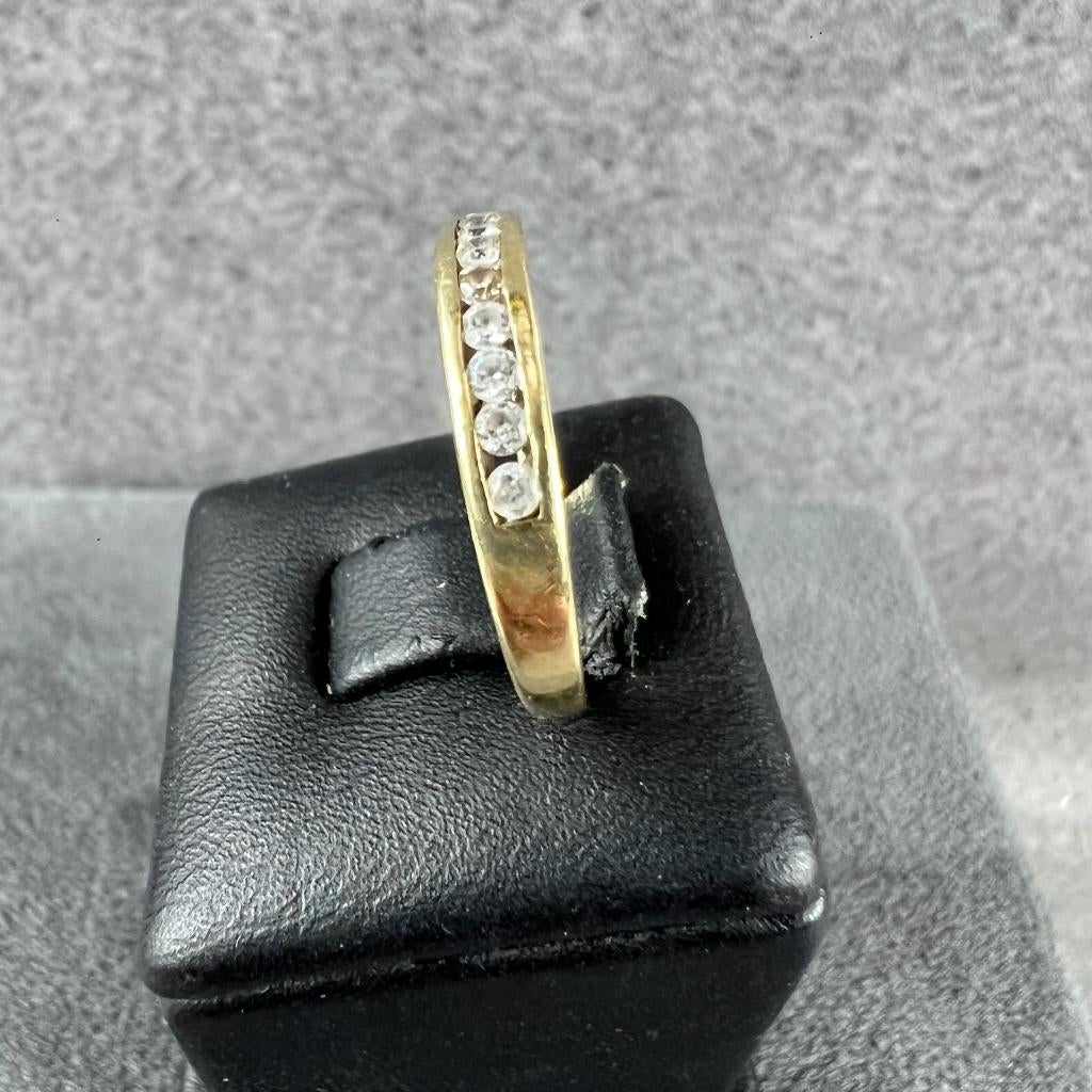 Gouden Ring | 14k | 1,61g | rijring zirkonia |16,25 | 408532, Sieraden, Tassen en Uiterlijk, Ringen, Ophalen of Verzenden, Kleiner dan 17