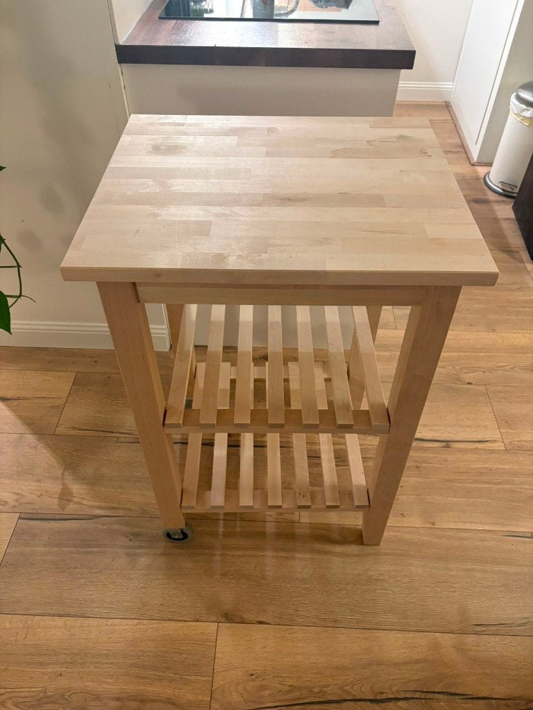 Praktisch houten keukenmeubel / bijzettafel op wieltjes, Huis en Inrichting, Hout, IKEA, Keukentrolley, Zo goed als nieuw