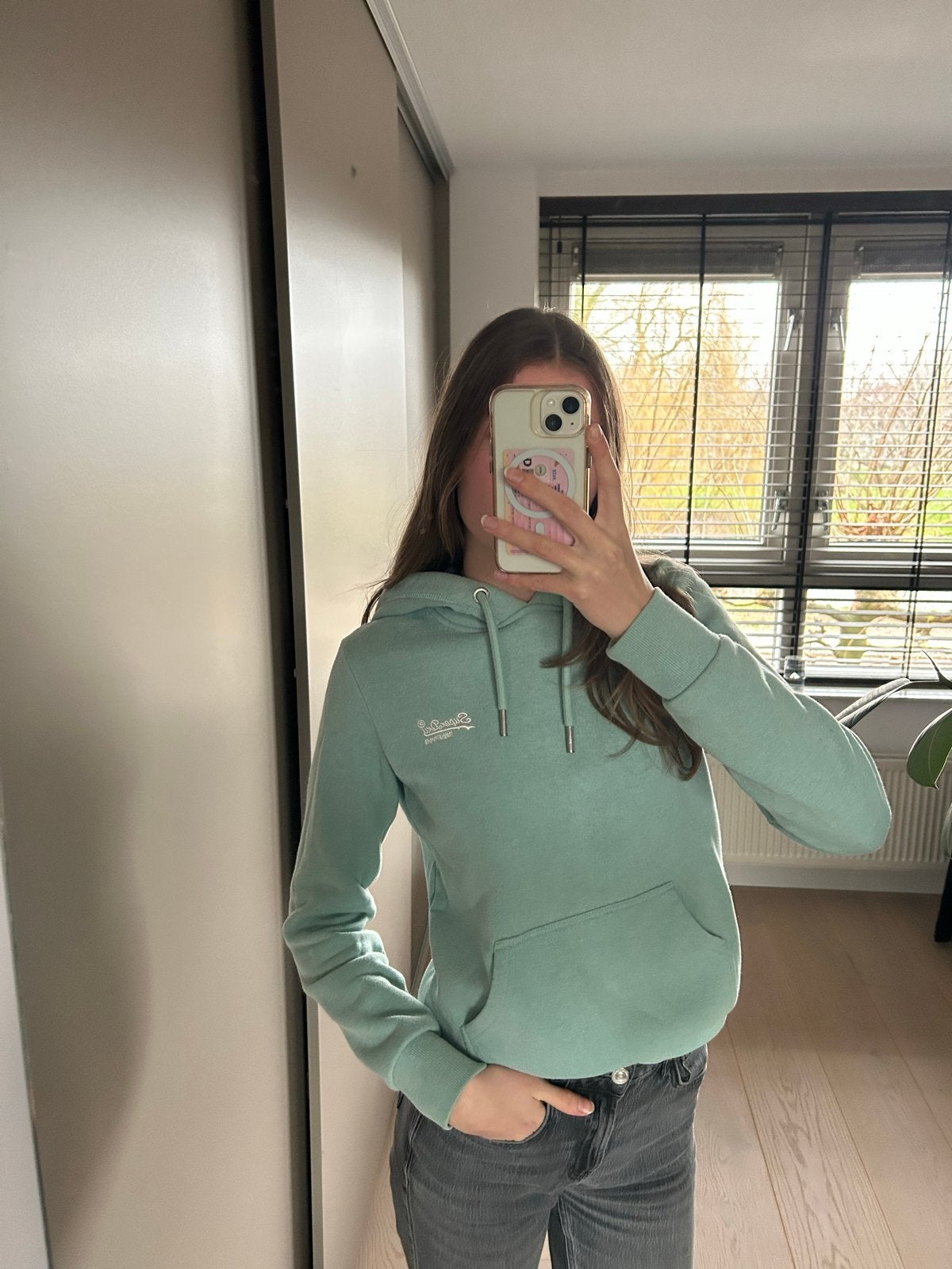 Superdry hoodie mintgroen maat S, Ophalen of Verzenden, Zo goed als nieuw, Maat 36 (S), Groen