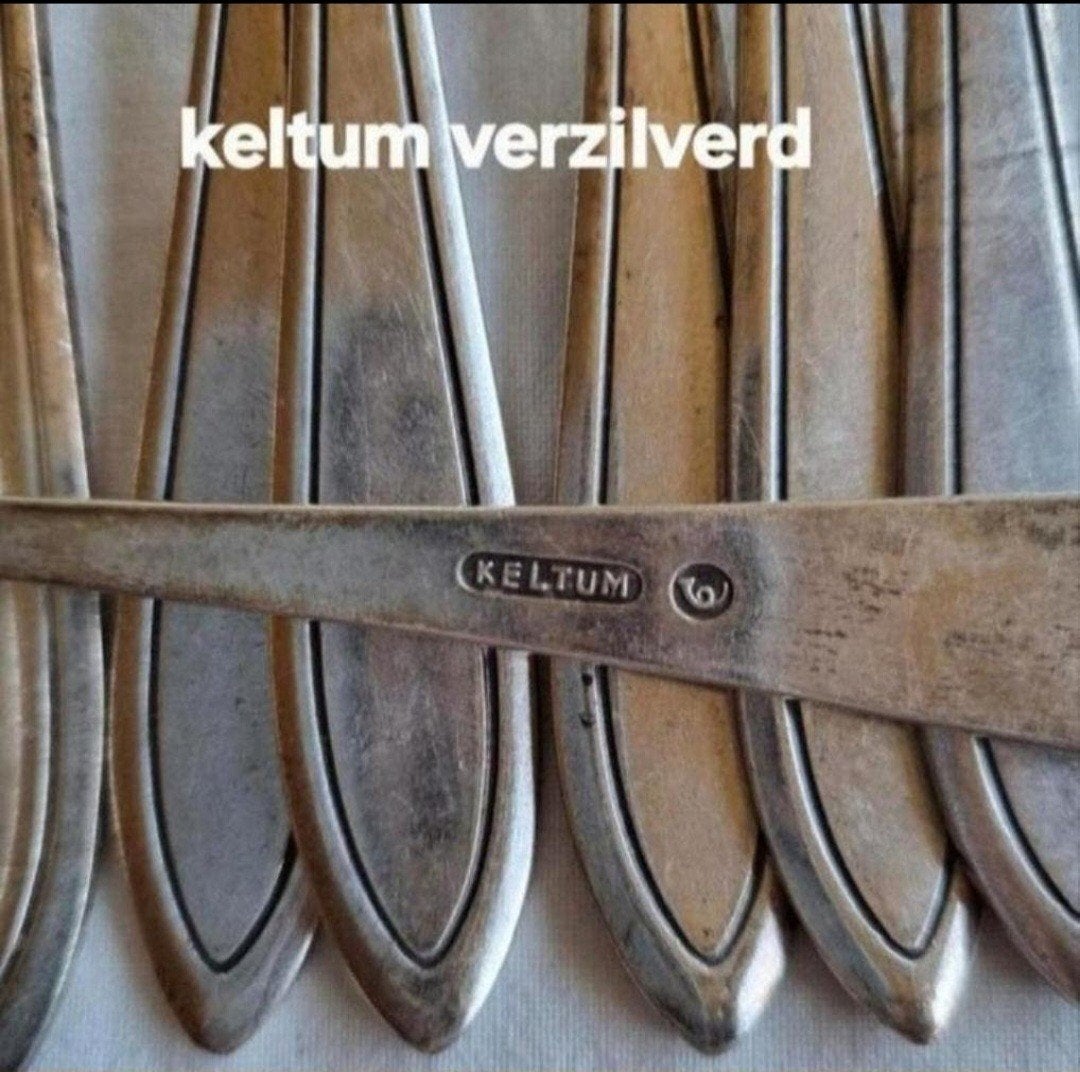 Keltum verzilverde lepels vorken gladde, Ophalen of Verzenden