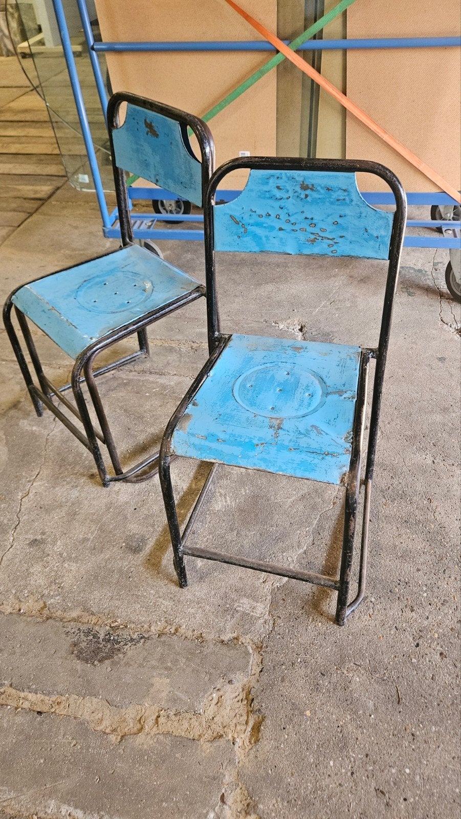 Vintage industriële stoelen - set van 3, Ophalen