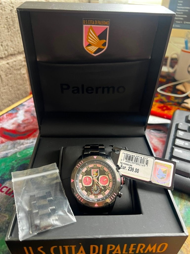 U.S. Città di Palermo Officieel Chronograaf Horloge – NIEUW, Overige merken, Staal, Staal, Polshorloge