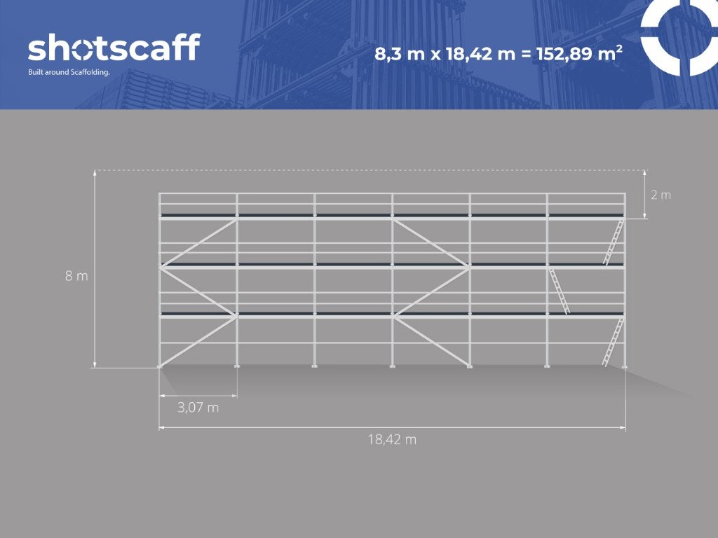 Modulaire steiger | 150 m² | Gratis levering, Verzenden, Nieuw, Gevelsteiger, 5 meter of hoger