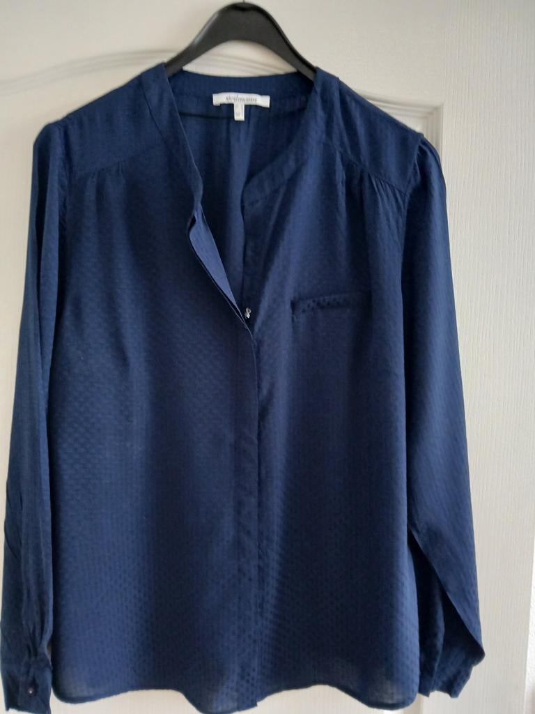 Donkerblauwe Damesblouse Maat 40, Ophalen of Verzenden, Zo goed als nieuw, Maat 38/40 (M), Blauw