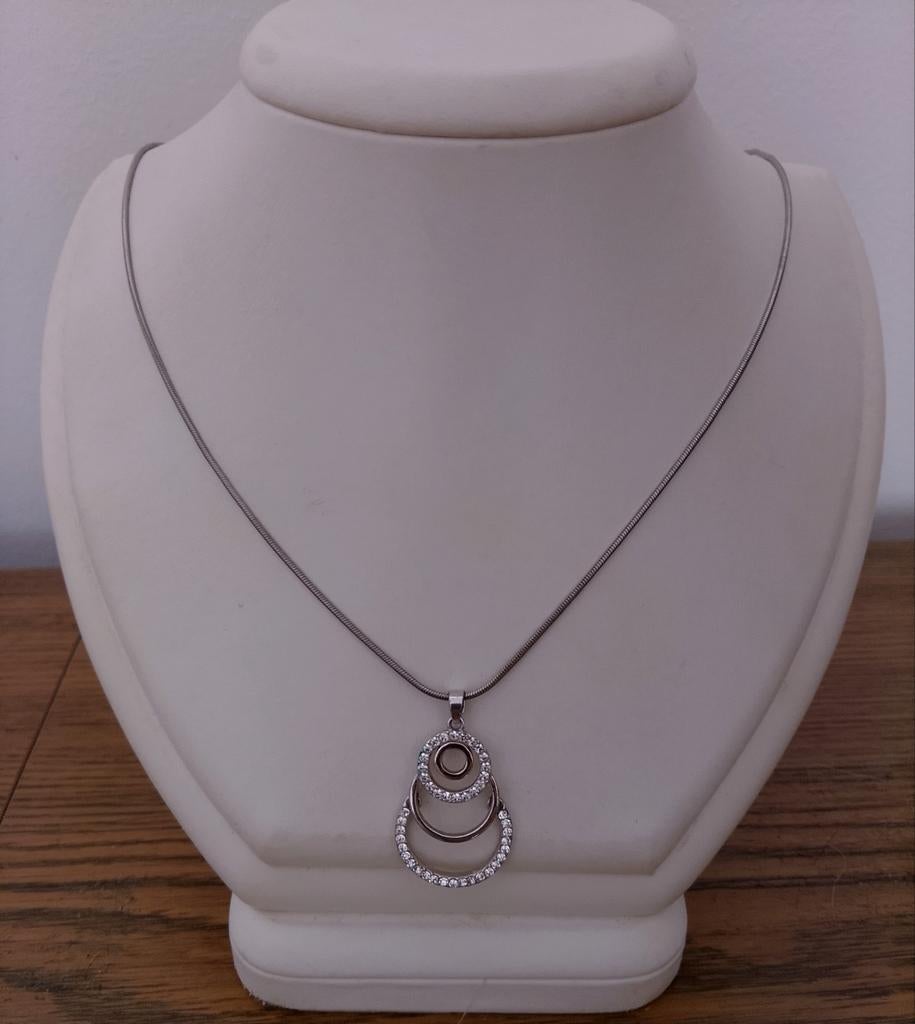 Zinzi ketting met hanger, Met strass, Nieuw, Ophalen of Verzenden, Zilver