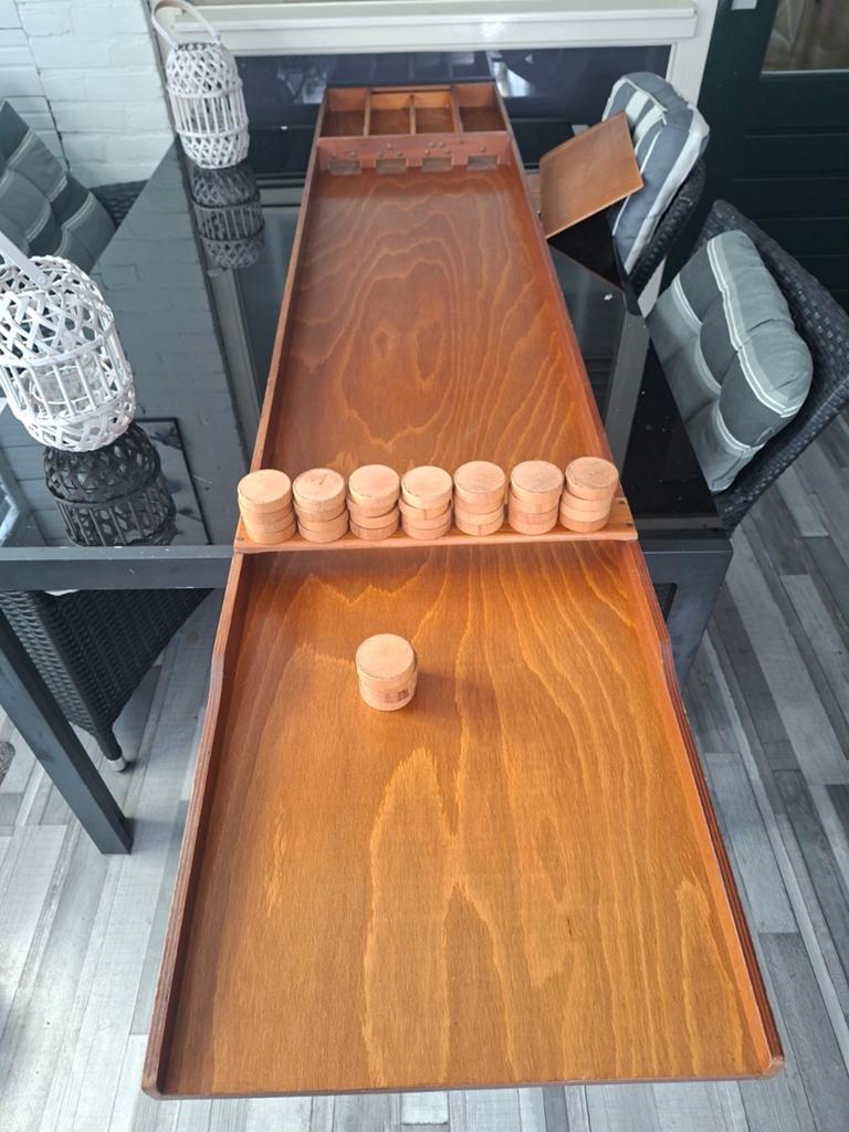 Vintage Sjoelbak - Houten Hollandse Shuffleboard, Een of twee spelers, Ophalen, Gebruikt
