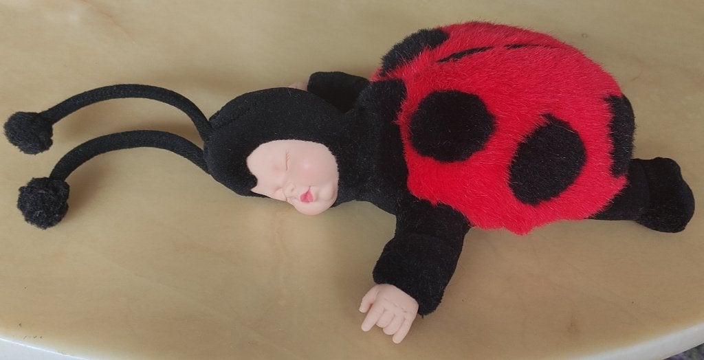 anne geddes pop met kleding van een lieveheersbeest kever, Ophalen of Verzenden, Zo goed als nieuw, Pop
