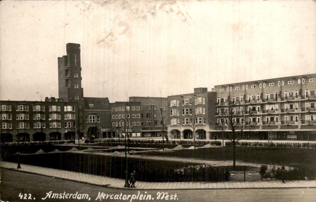 Amsterdam - Mercatorplein West - Fotokaart -, Verzamelen, Ophalen of Verzenden, 1920 tot 1940, Gelopen, Noord-Holland