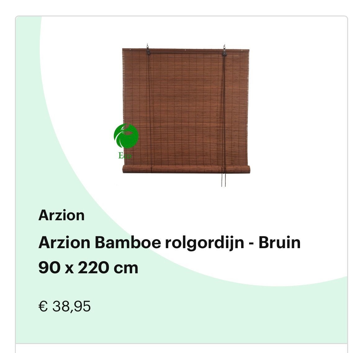 Bamboe rolgordijn Arzion bruin 90x220, Ophalen of Verzenden, Zo goed als nieuw, 150 tot 200 cm