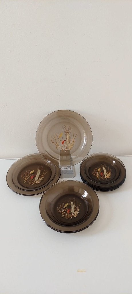 Vintage Arcoroc Rookglas Borden Set (12-delig), Huis en Inrichting, Keuken | Servies, Eu, Eu, Ophalen of Verzenden, Bord(en)
