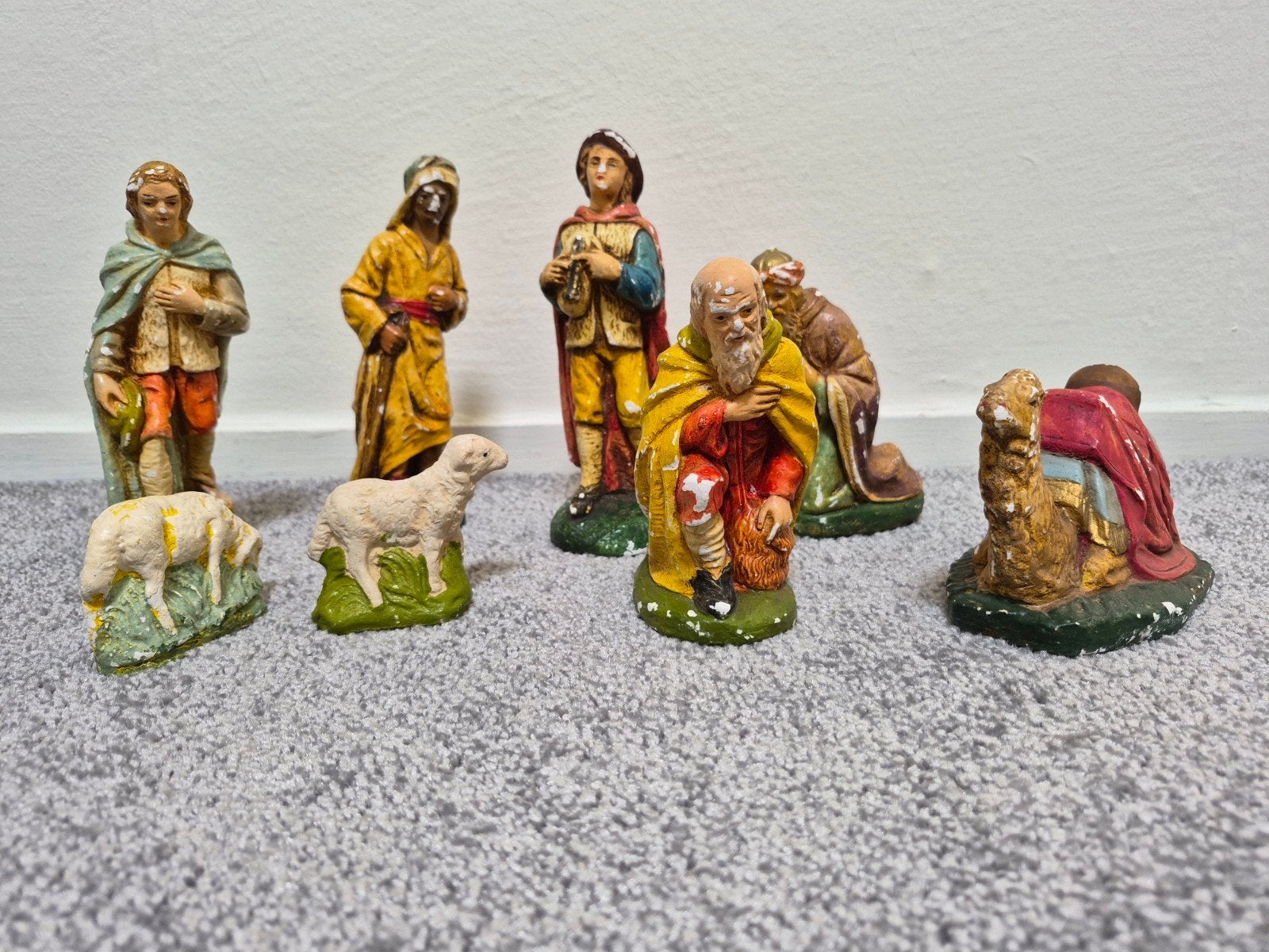 Vintage Kerststal Beeldjes - Religieus, Ophalen of Verzenden, Gebruikt, Religie