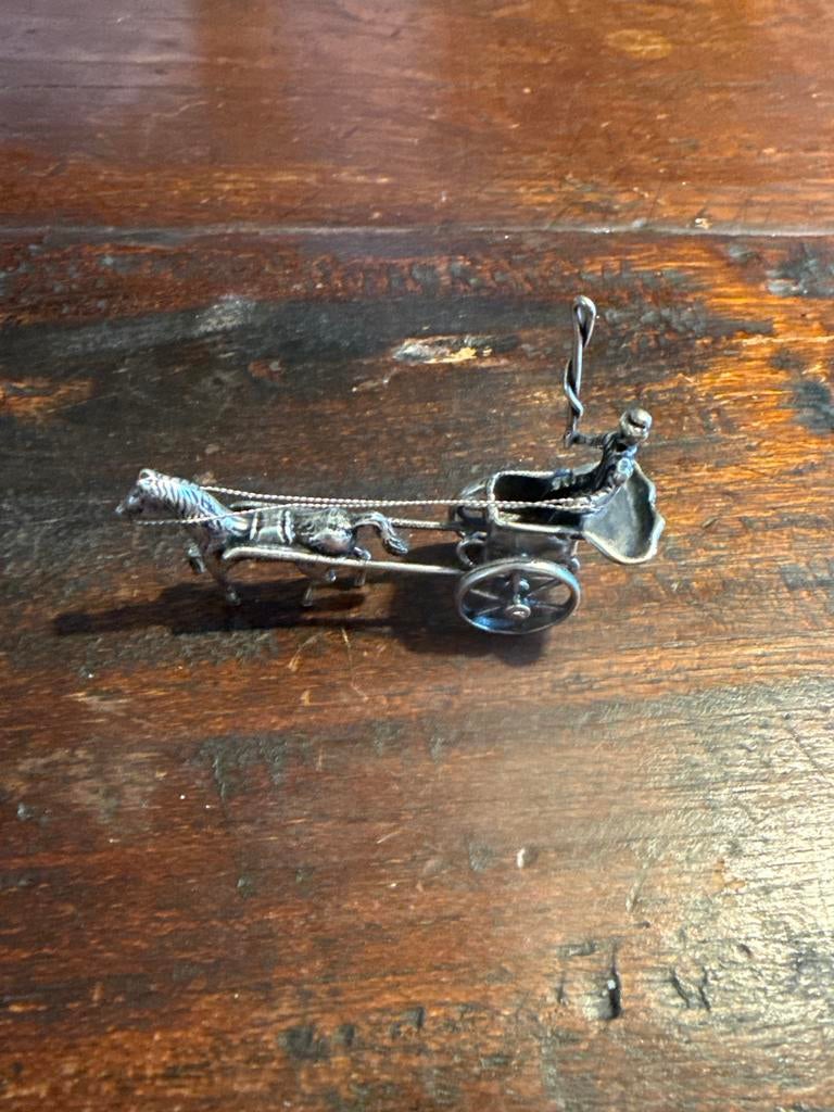 Zilveren Miniatuur koets, Antiek en Kunst, Antiek | Goud en Zilver, Ophalen of Verzenden, Zilver