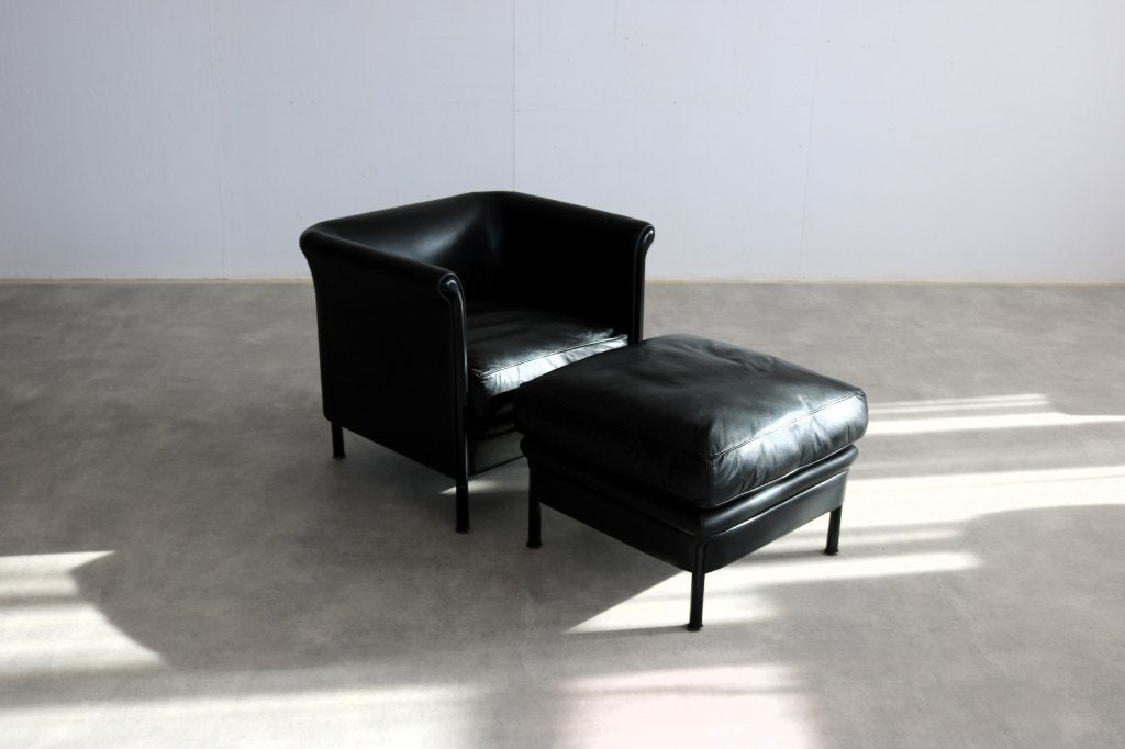 Vintage fauteuil + hocker | a. Citterio | moroso, Gebruikt, ., 75 tot 100 cm, Ophalen of Verzenden