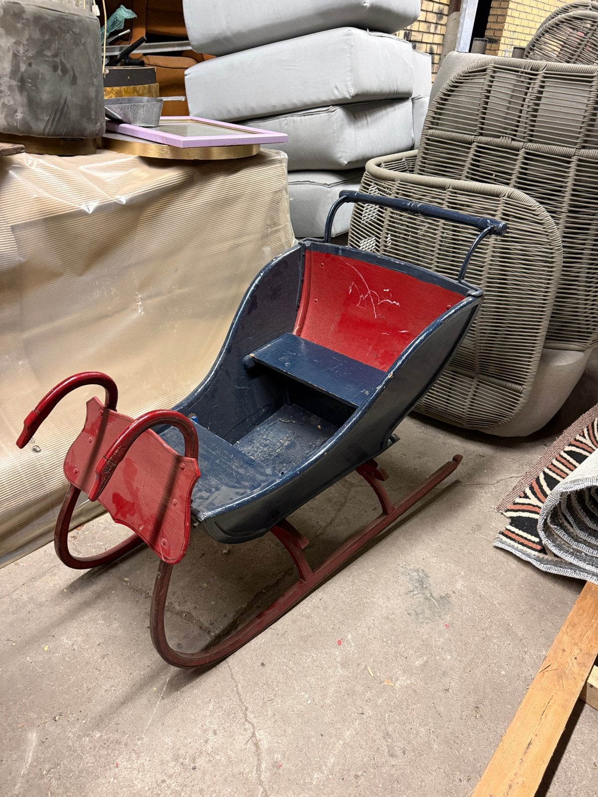 Vintage houten slee, Ophalen, Gebruikt