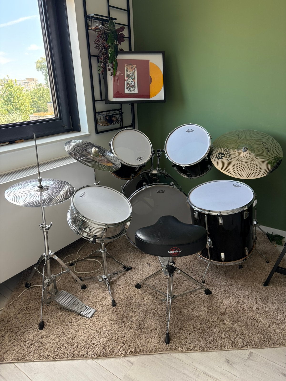 Pearl drumstel met Remo Silentstroke mesh heads/gaasvellen, Ophalen, Gebruikt, Pearl