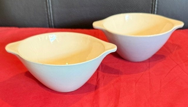 2x schaaltje met oor pastel blauw/pastel grijs P. Regout, Ophalen, Gebruikt, Overige merken, Overige typen