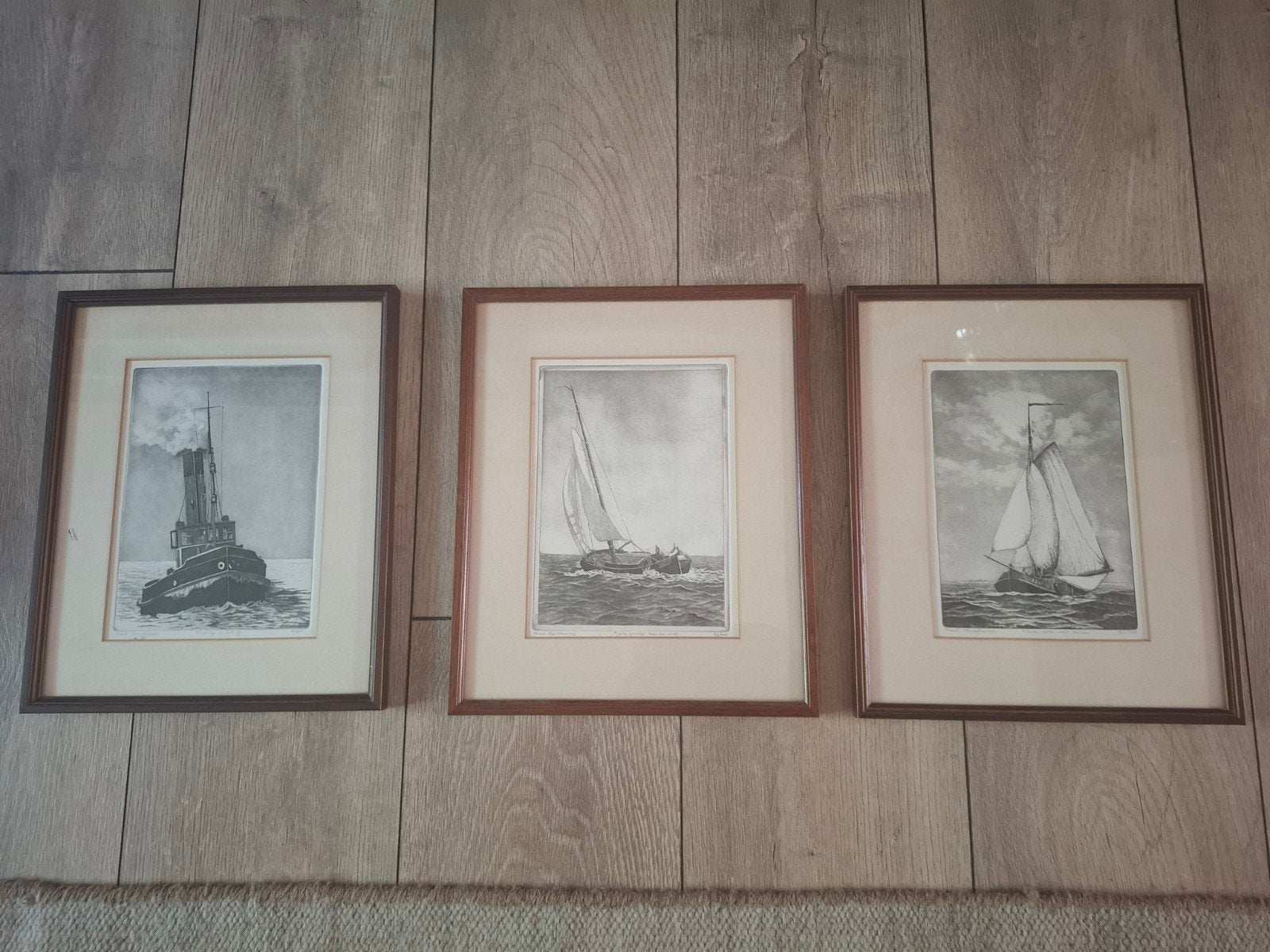 3 etsen van Bart Reindersma, gesigneerd en ingelijst, boten, Ophalen of Verzenden, Landschap, Ets, Genummerd