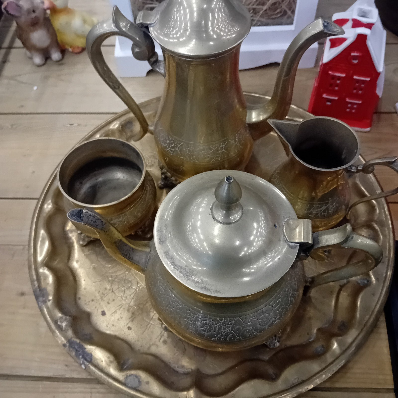 Vintage Marokkaanse theeset met dienblad, Ophalen of Verzenden