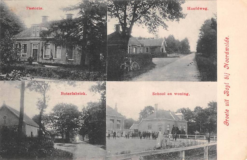Groet uit Boyl bij Noordwolde Boterfabriek Hoofdweg Pastorie, Verzamelen, Verzenden, Voor 1920, Ongelopen, Friesland
