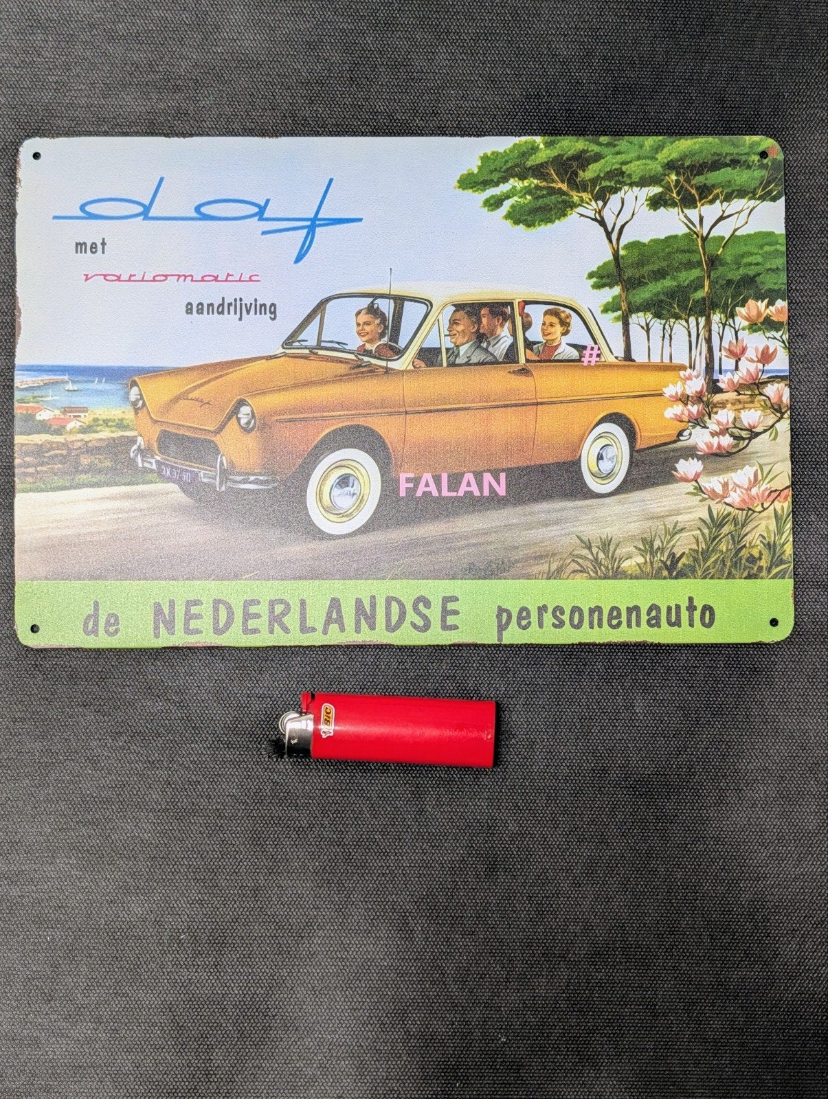 Vintage DAF Falon Reclameplaat - De Nederlandse Personenauto, Ophalen of Verzenden, Zo goed als nieuw, Auto's