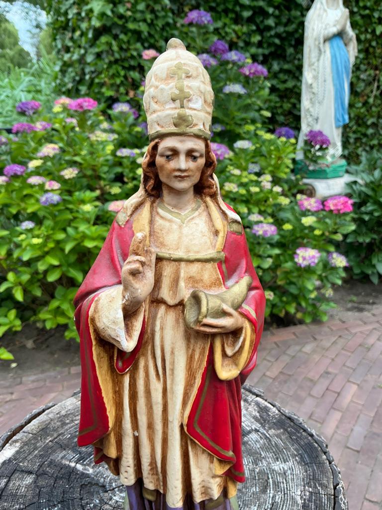 Massief Gipsen Heiligenbeeld ❤️ St. Cornelius, Antiek en Kunst, Ophalen of Verzenden