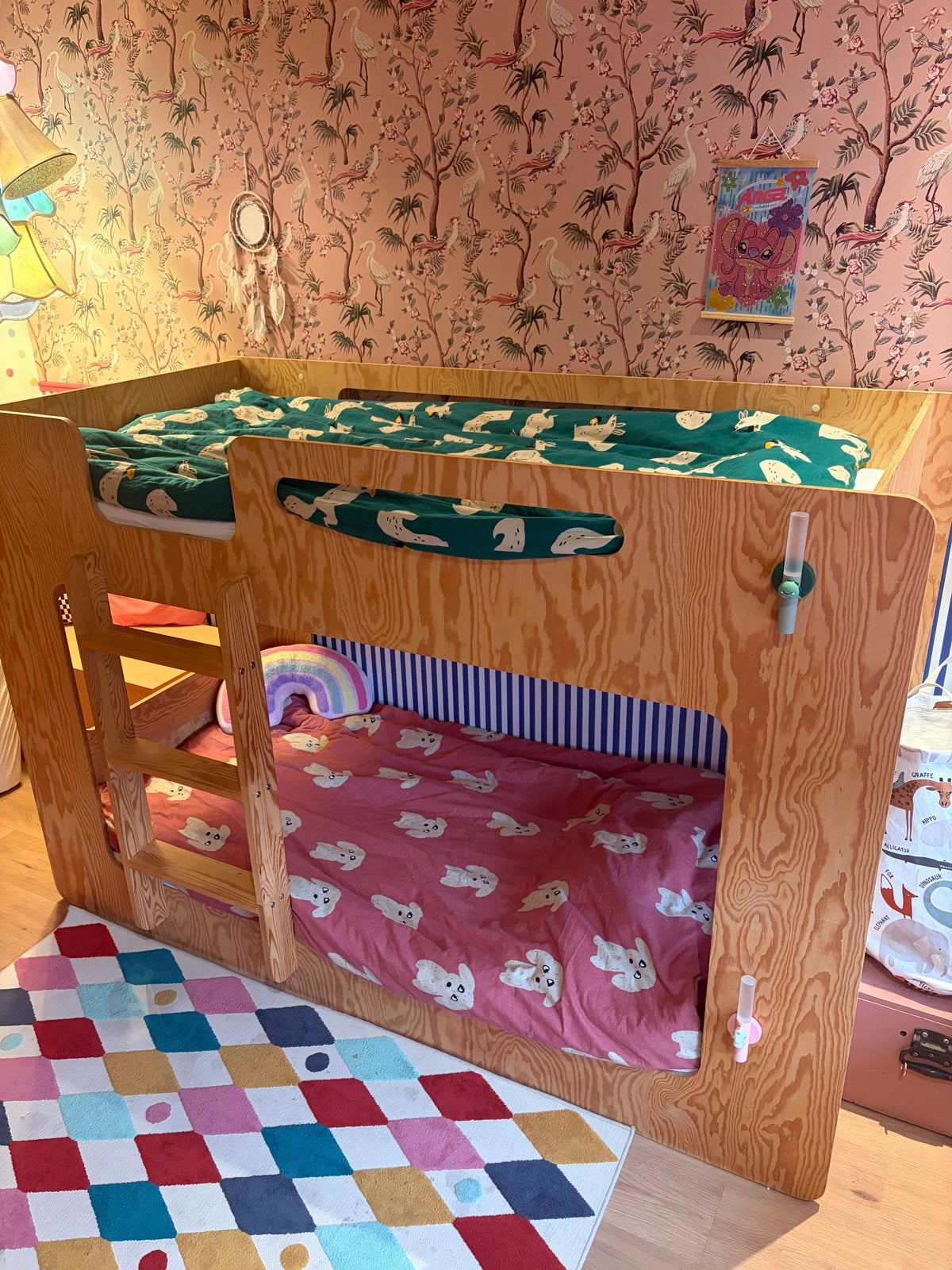 Mooi design houten stapelbed voor kinderen, Huis en Inrichting, Ophalen, Gebruikt, 90 cm, 160 tot 180 cm